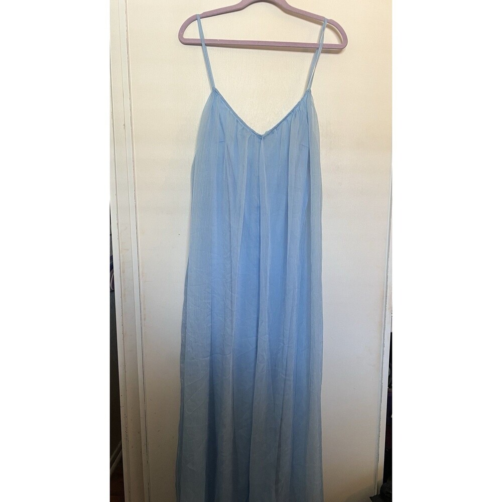 REBDOLLS Light Blue Flowy Sheer Tulle Chiffon Romper Summer Spring Romantic
